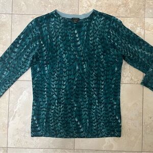 Talbots Teal and Black Cashmere Sweater